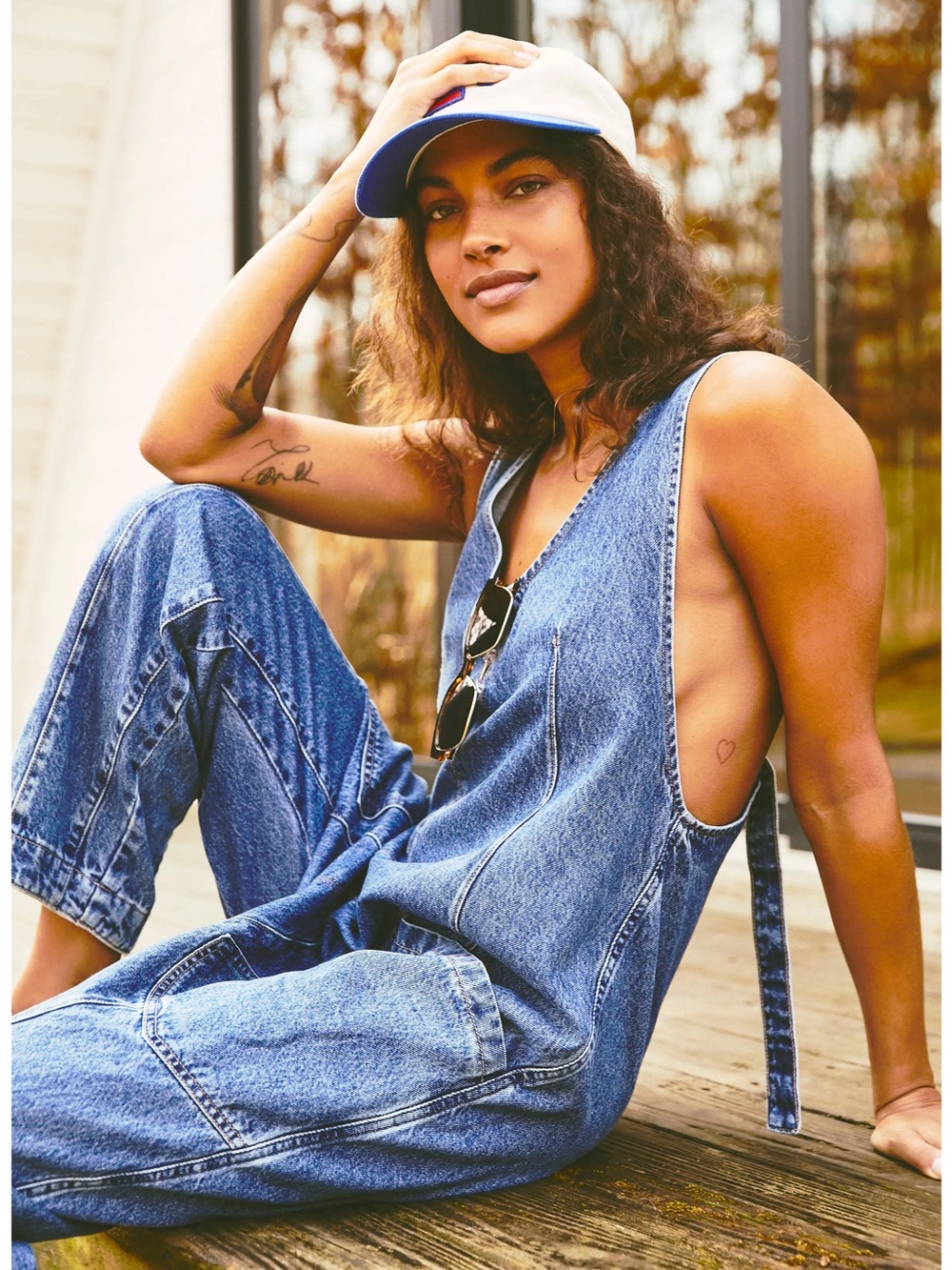 Free people High Roller Denim Jumpsuit Denim Blue Women’s Relaxed Jeans Jumpsuit